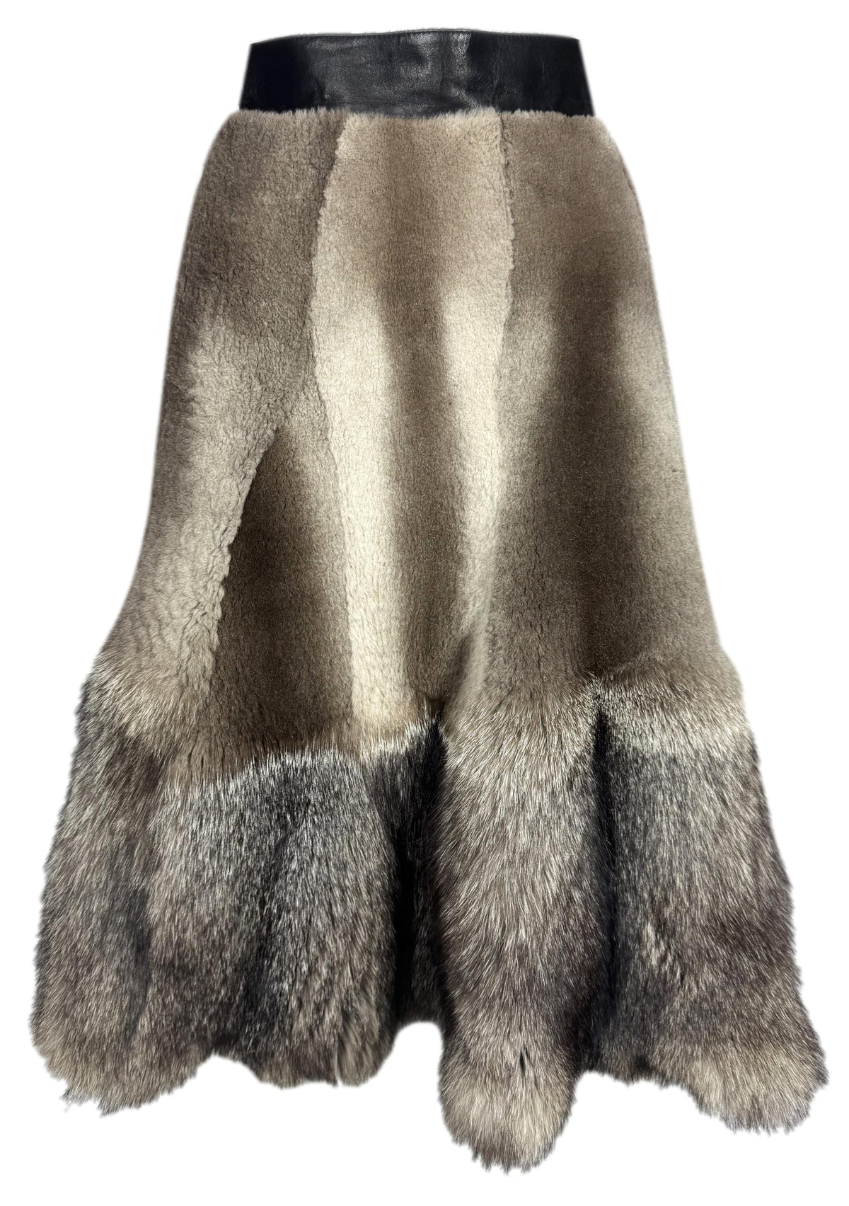 F/W 2014 Jean Paul Gaultier Haute Couture Runway Fur Fluted Wasp Waist Flared Skirt