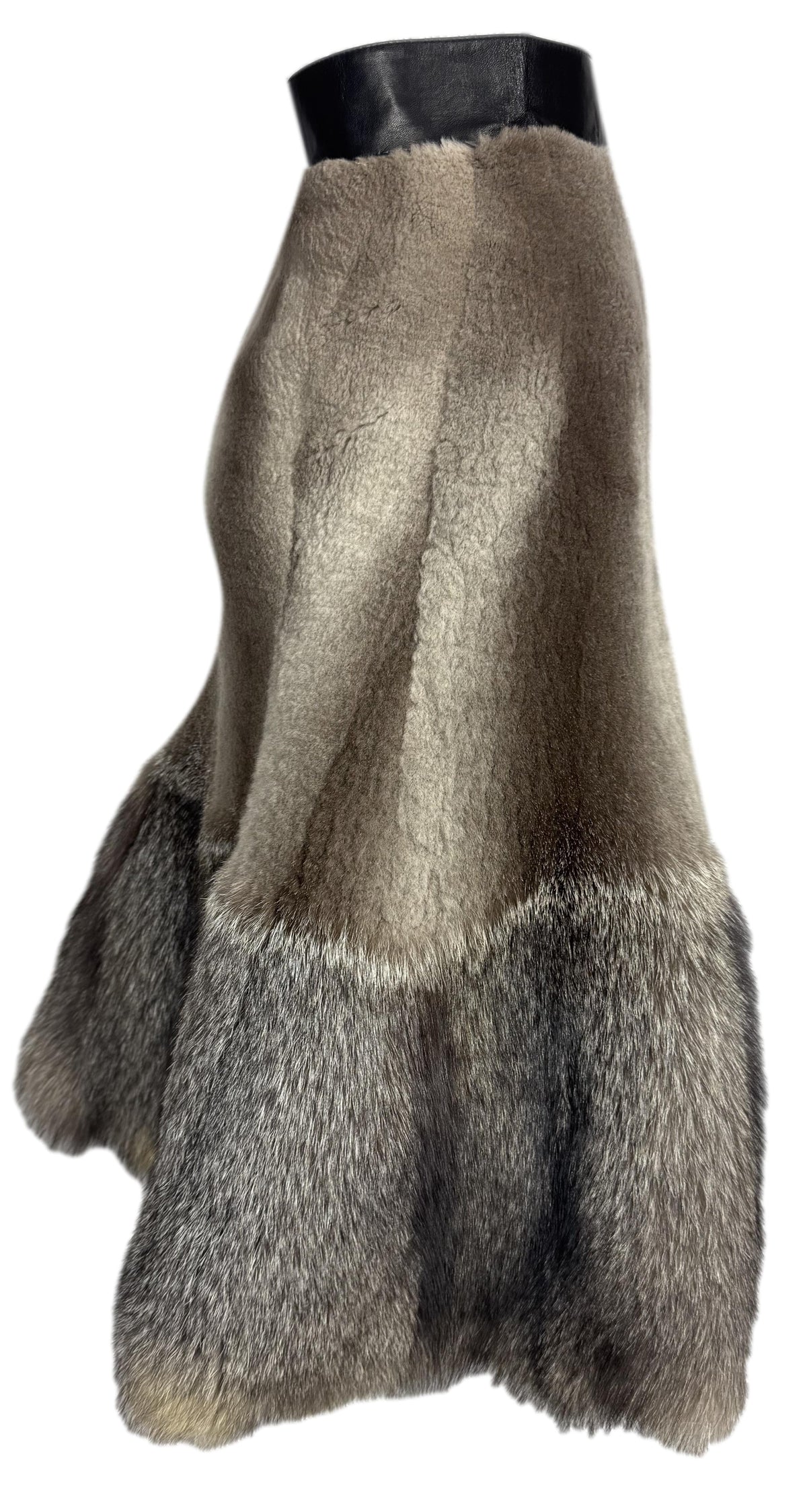 F/W 2014 Jean Paul Gaultier Haute Couture Runway Fur Fluted Wasp Waist Flared Skirt