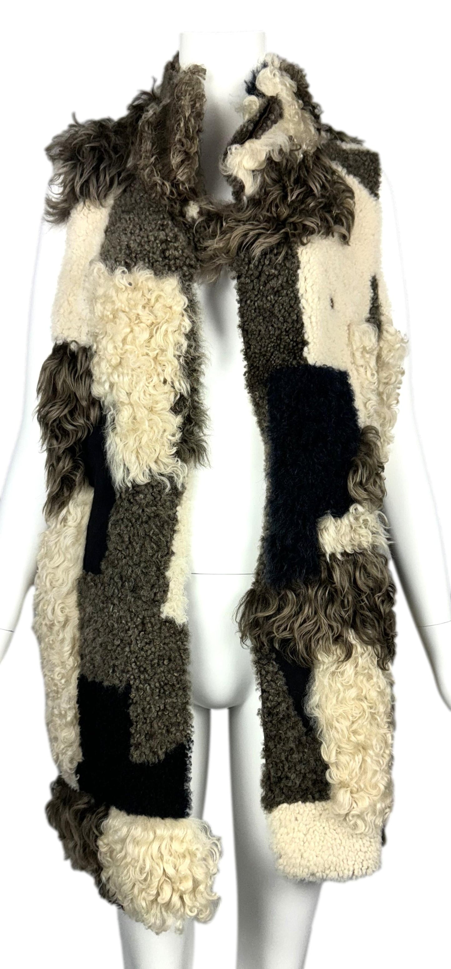 F/W 2015 Fendi by Karl Lagerfeld Geometric Fur Vest Mini Dress