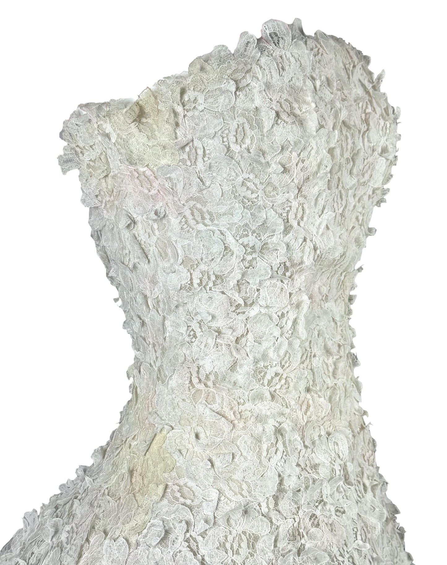 S/S 2015 Christian Dior Haute Couture Chantilly Lace Petal Strapless 1950's Style Gown Dress w Train