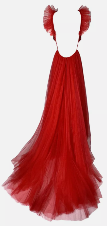 NWT F/W 2021 Christian Dior Runway Red Queen Of Hearts Tulle Gown Dress w Train