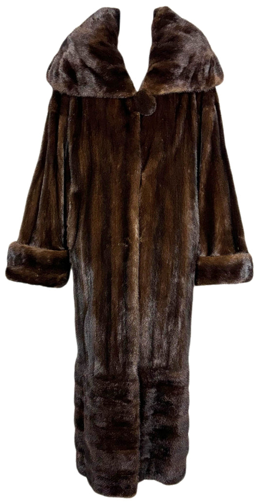 Vintage F/W 1987 Karl Lagerfeld 1920's Flapper Style Cocoon Floor Length Wide Collar Mink Fur Coat