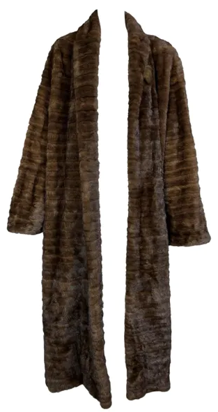 Rare Vintage 1998 John Galliano 1930's Great Gatsby Style Full Length Striped Mink Fur Coat