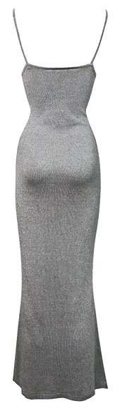 F/W 1998 Christian Dior by John Galliano Silver Knit Bodycon Mermaid Maxi Dress