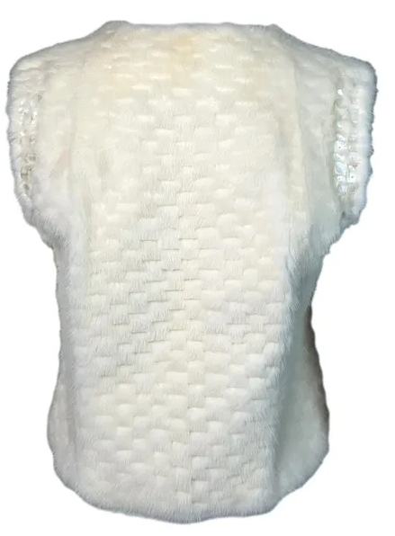 Vintage F/W 1999 Gianni Versace Runway Ivory Mink Fur Vest Top