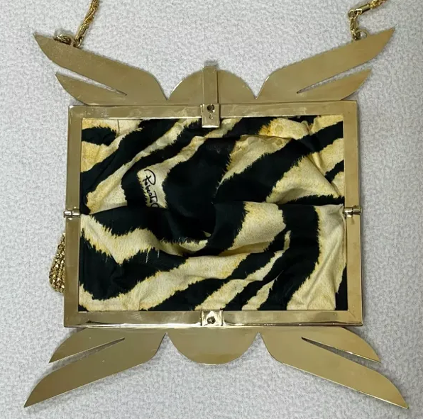 C. 2003 Roberto Cavalli Super Hero Logo Wings Gold Metal Chainmail Bag Handbag