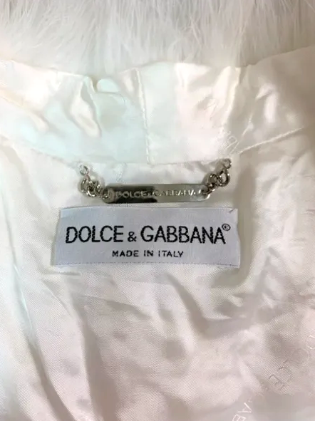 Vintage S/S Dolce & Gabbana Runway White Feather Cropped Bolero Jacket & Hat Set