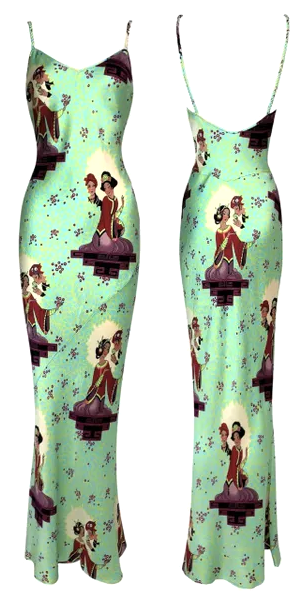 S/S 2002 Christian Dior by John Galliano Japanese Geisha Silk Braided Straps Mermaid Maxi Dress