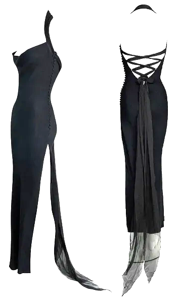 F/W 1999 Christian Dior by John Galliano Black High Slit Corset Maxi Dress