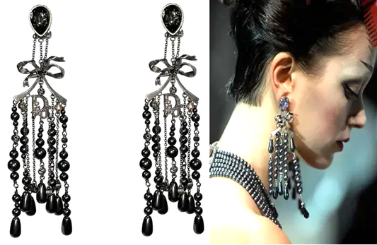 S/S 2007 Christian Dior by John Galliano Haute Couture Princess Runway Large Chandelier Bow Earrings