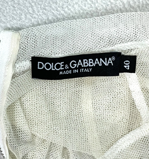 2000's Dolce & Gabbana Sheer Ivory Ruched Mesh Mini Dress