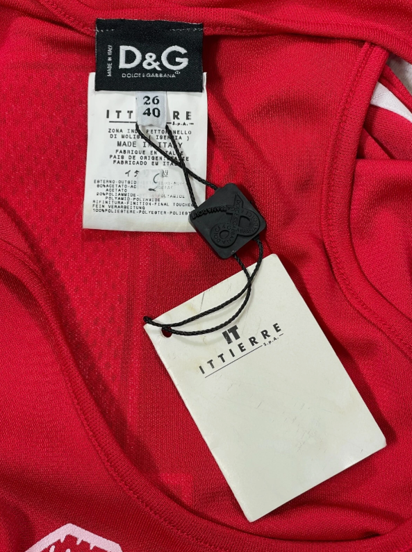 Vintage 2002 D&G Dolce & Gabbana SEX Instructor Red Striped Jersey Dress