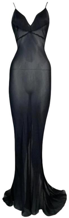 2000's Roberto Cavalli Sheer Black Silk Mermaid Gown Maxi Dress