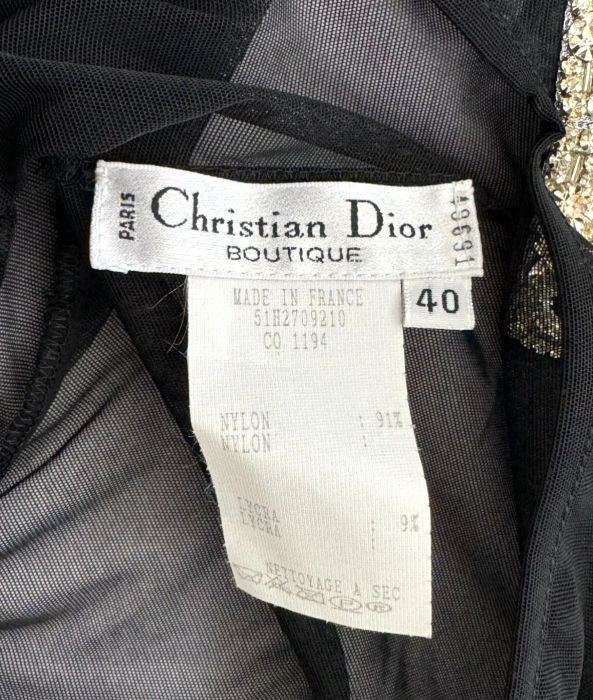 F/W 1995 Christian Dior by Gianfranco Ferre Sheer Tuxedo Crystal Bodysuit Top