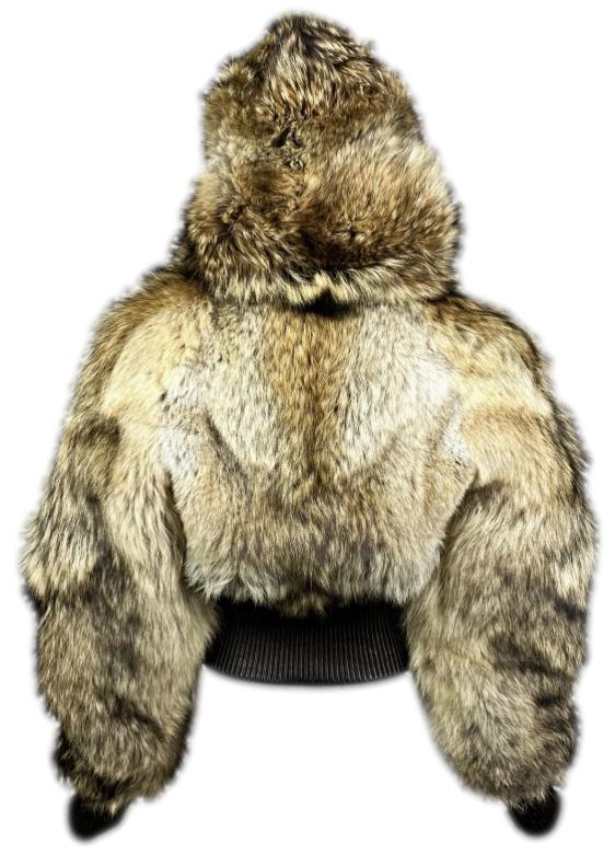 2004 Dsquared2 Coyote Fur & Leather Hooded Coat Jacket