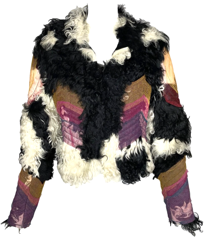 F/W 2001 Christian Dior by John Galliano Boho Chic Patchwork Fur Short Jacket