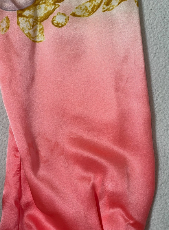 S/S 2001 Roberto Cavalli Pink Face & Roses Print Silk Top & Low Rise Wide Leg Pant Set