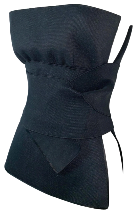S/S 2001 Yves Saint Laurent by Tom Ford Runway Black Bandage Wrap Bustier Top