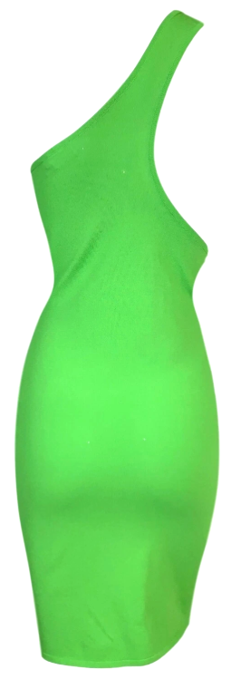 S/S 2003 Gianni Versace Runway Green Knit Bodycon One Arm Open Chest Mini Dress