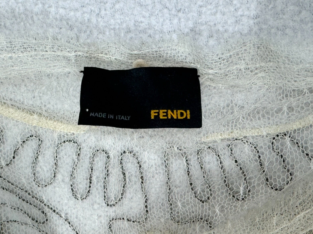 S/S 2010 Fendi by Karl Lagerfeld Runway Sheer Beaded Ivory Mesh Mini Dress