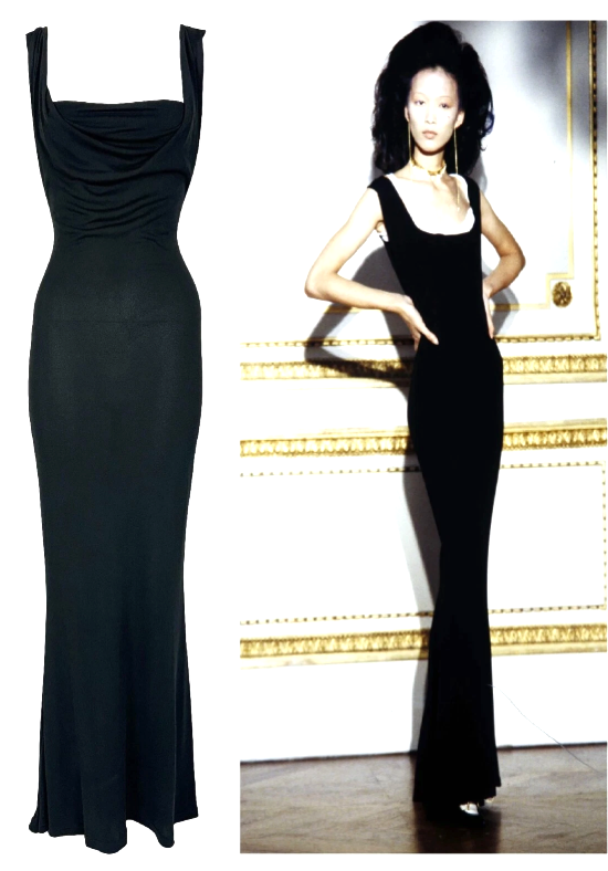 Vintage S/S 1998 Vivienne Westwood Runway Gold Label Slinky Black Maxi Dress