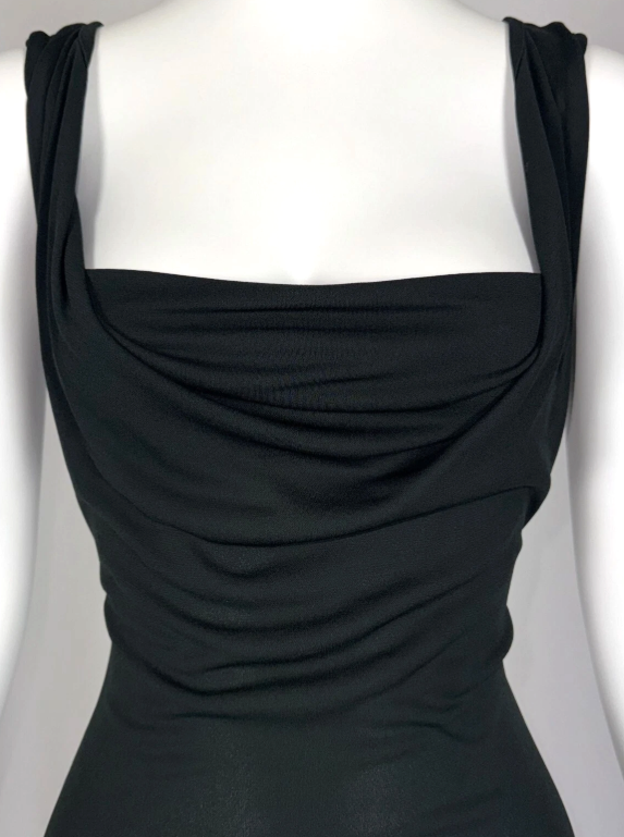 Vintage S/S 1998 Vivienne Westwood Runway Gold Label Slinky Black Maxi Dress