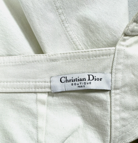 S/S 2001 Christian Dior x John Galliano White Stretch Denim Graffiti Asymmetrical Bodycon Skirt