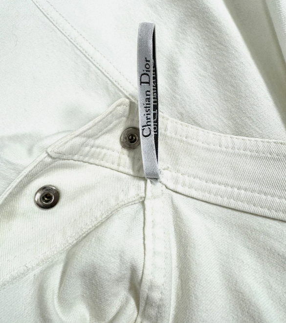 S/S 2001 Christian Dior x John Galliano White Stretch Denim Graffiti Asymmetrical Bodycon Skirt