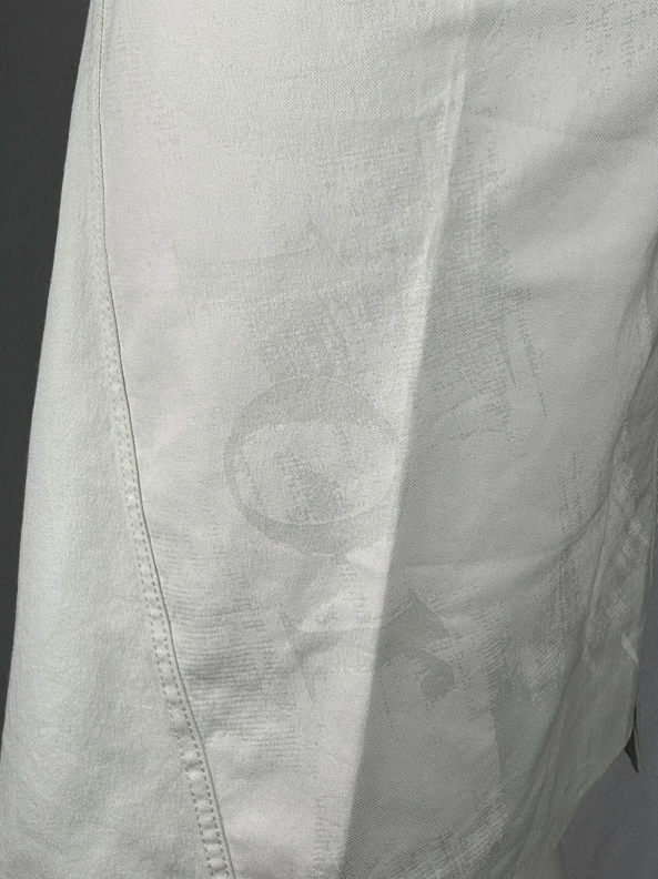 S/S 2001 Christian Dior x John Galliano White Stretch Denim Graffiti Asymmetrical Bodycon Skirt