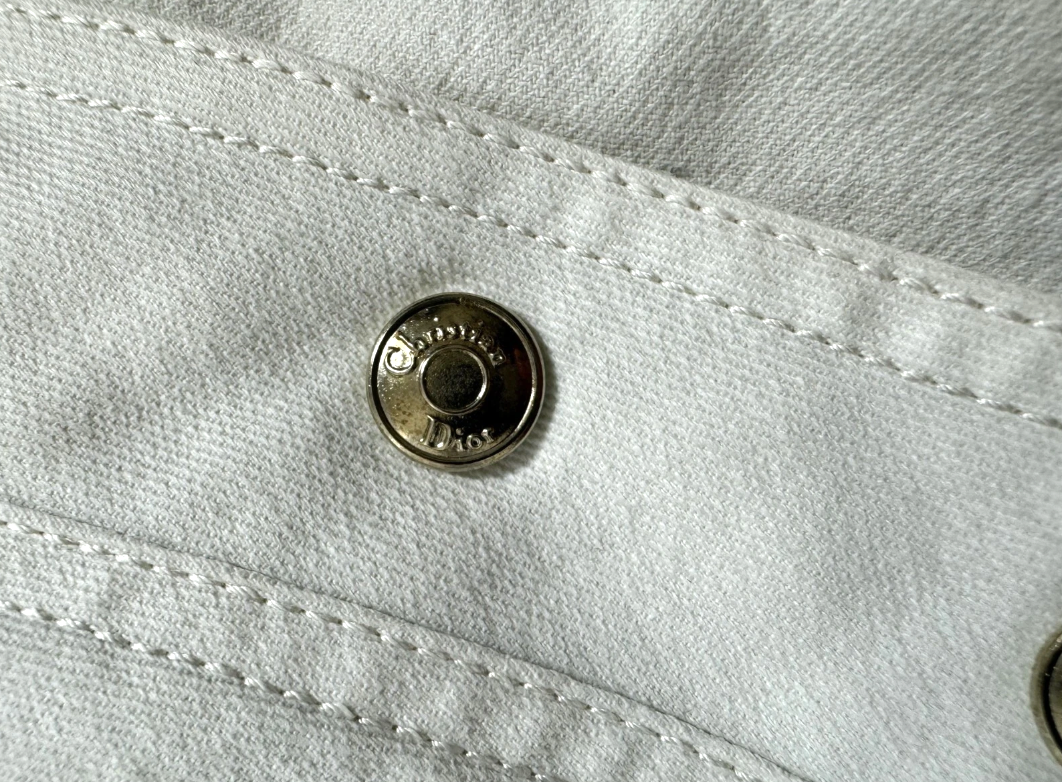 S/S 2001 Christian Dior x John Galliano White Stretch Denim Graffiti Asymmetrical Bodycon Skirt