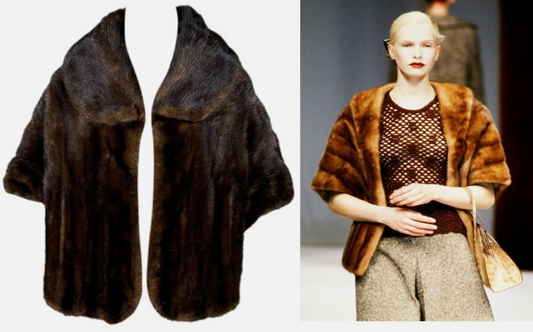 Vintage F/W 1996 Dolce & Gabbana 1940's Vixen Old Hollywood Style Pin-Up Mink Fur Cape Shawl Jacket