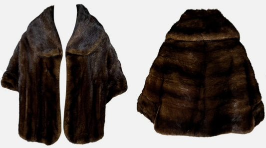 Vintage F/W 1996 Dolce & Gabbana 1940's Vixen Old Hollywood Style Pin-Up Mink Fur Cape Shawl Jacket