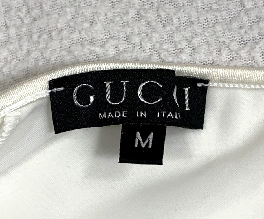 Vintage S/S 1997 Gucci x Tom Ford Sheer White Mesh Plunging Halter Swimsuit Swimwear