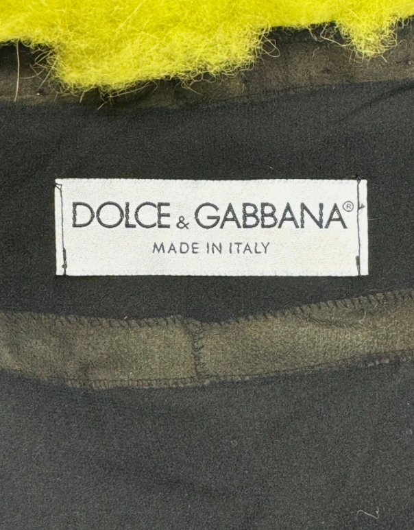 F/W 1999 Dolce & Gabbana Runway Green & Orange Ombre Fox Fur Silk Cropped Jacket Coat