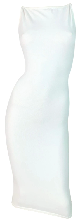 S/S 1998 Gucci x Tom Ford Semi-Sheer White Bodycon Plunging Back Wiggle Dress