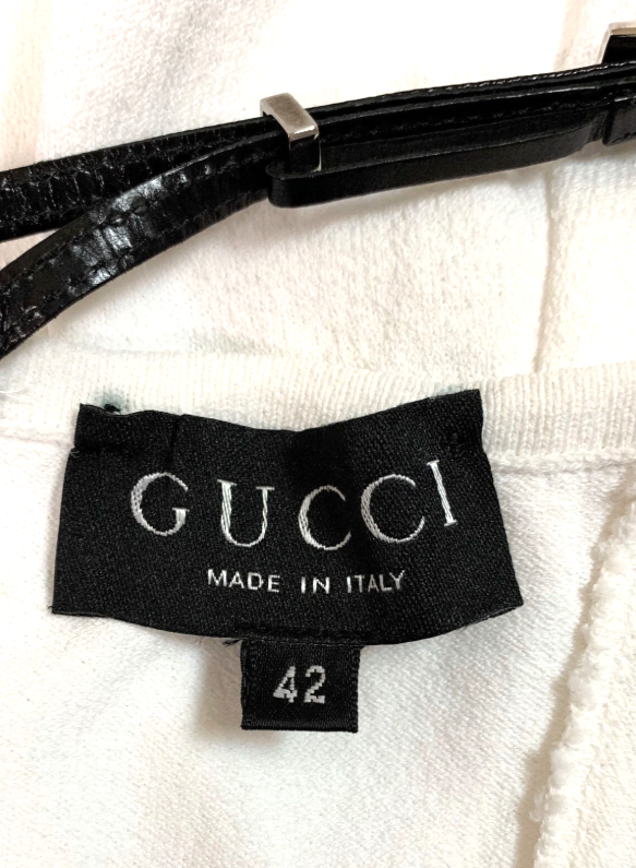 S/S 1998 Gucci x Tom Ford Semi-Sheer White Bodycon Plunging Back Wiggle Dress