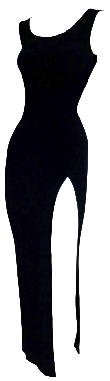 S/S 1992 Jean Paul Gaultier Super High Slit Black Bandage Bodycon Wiggle Dress