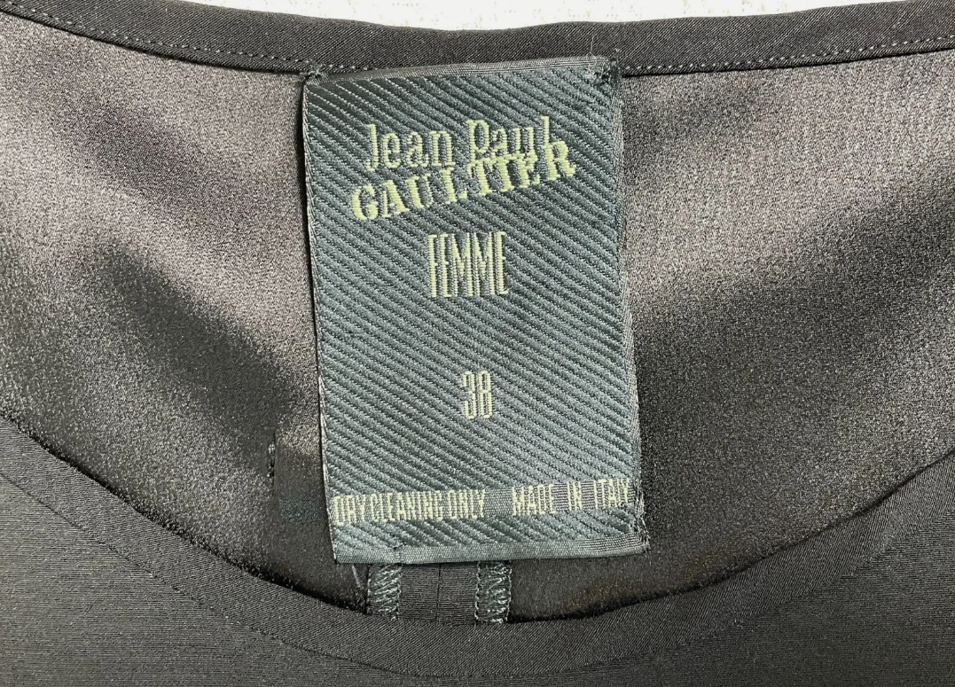 S/S 1992 Jean Paul Gaultier Super High Slit Black Bandage Bodycon Wiggle Dress