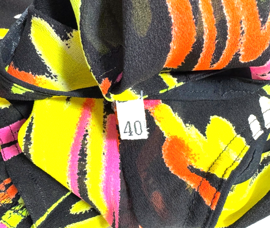 S/S 1996 Gianni Versace Sheer Black Neon Graffiti Spray Paint Silk Mini Dress