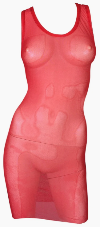Vintage 1998 Gucci x Tom Ford Red Sheer Mesh Nylon Bodycon Halter Tank Mini Dress