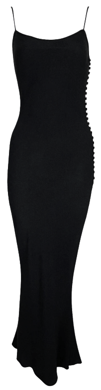 Vintage S/S 1998 Christian Dior x John Galliano Classic Old Hollywood Long Black Slip Dress