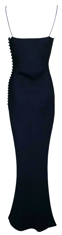 Vintage S/S 1998 Christian Dior x John Galliano Classic Old Hollywood Long Black Slip Dress