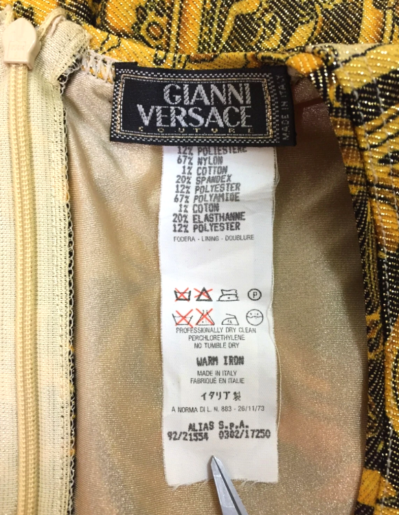 Vintage 1992 Gianni Versace Atelier Print Gold Studded Bodysuit Top 42