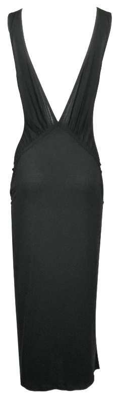 S/S 2003 Christian Dior x John Galliano Classic Sexy LBD Plunging Stretchy Black Midi Dress