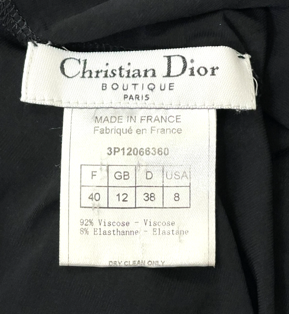 S/S 2003 Christian Dior x John Galliano Classic Sexy LBD Plunging Stretchy Black Midi Dress
