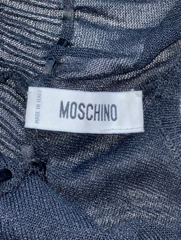2000's Moschino Sheer Black Knit Bodycon Top & Skirt Illusion Maxi Dress
