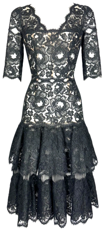 F/W 2017 Dolce & Gabbana Alta Moda Couture Numbered Black Lace Sicilian Dress