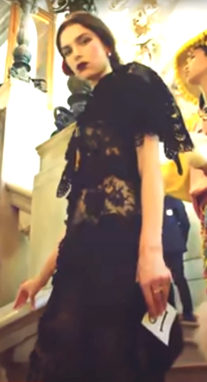 F/W 2017 Dolce & Gabbana Alta Moda Couture Numbered Black Lace Sicilian Dress