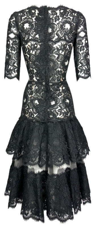F/W 2017 Dolce & Gabbana Alta Moda Couture Numbered Black Lace Sicilian Dress