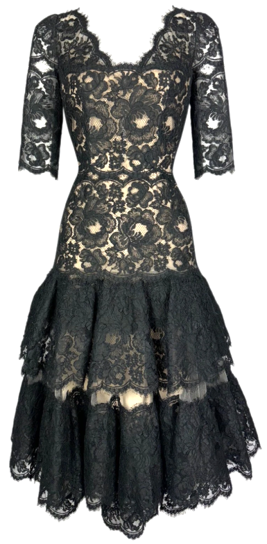 F/W 2017 Dolce & Gabbana Alta Moda Couture Numbered Black Lace Sicilian Dress